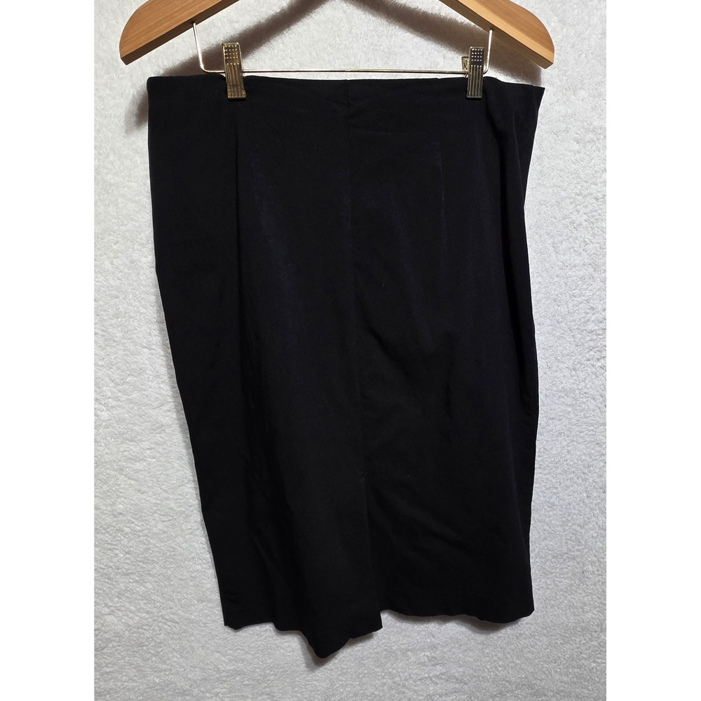Linda Matthews New York Black Pencil Skirt Knee Length Slit Size L - Picture 2 of 7